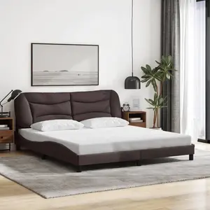 vidaXL Cadre de lit avec tête de lit Marron foncé 180x200 cm Tissu pas cher