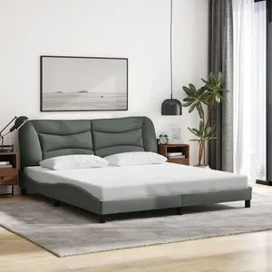 vidaXL Cadre de lit avec tête de lit Gris foncé 180 x 200 cm Tissu pas cher