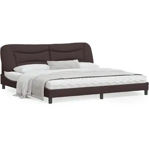 vidaXL Cadre de lit avec tête de lit Marron foncé 200x200 cm Tissu pas cher