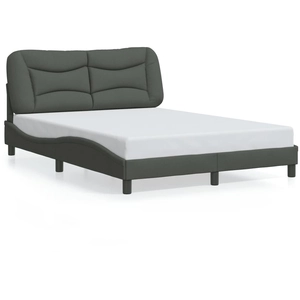 vidaXL Cadre de lit avec tête de lit Gris foncé 120x200 cm Tissu pas cher
