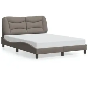 vidaXL Cadre de lit avec tête de lit Taupe 120x200 cm Tissu pas cher