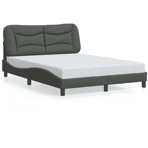 vidaXL Cadre de lit avec tête de lit Gris foncé 140x190 cm Tissu pas cher