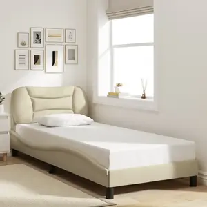 vidaXL Cadre de lit avec tête de lit Crème 80x200 cm Tissu pas cher