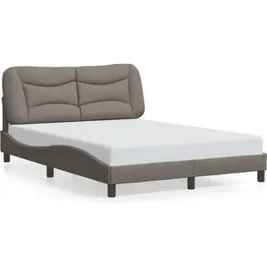 vidaXL Cadre de lit avec tête de lit Taupe 140x190 cm Tissu pas cher