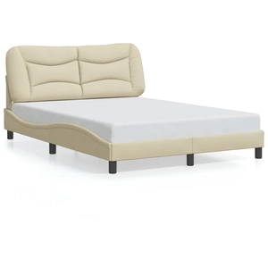 vidaXL Cadre de lit avec tête de lit Crème 140x190 cm Tissu pas cher