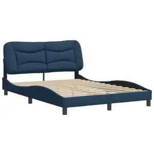 vidaXL Cadre de lit avec tête de lit Bleu 140x190 cm Tissu pas cher