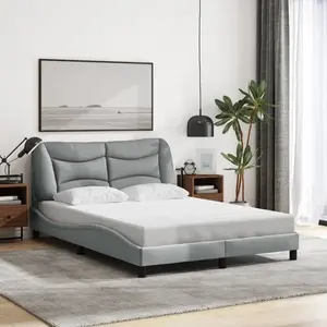 vidaXL Cadre de lit avec tête de lit Gris clair 140x200 cm pas cher