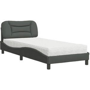 vidaXL Lit avec matelas gris foncé 90x190 cm tissu pas cher