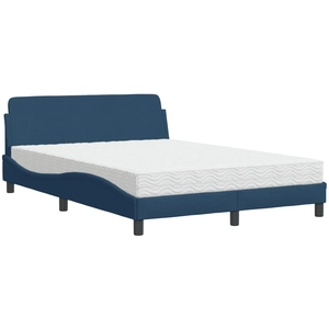 vidaXL Lit avec matelas bleu 180x200 cm tissu pas cher