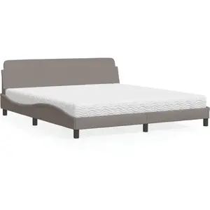 vidaXL Lit avec matelas taupe 180x200 cm tissu pas cher