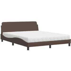 vidaXL Lit avec matelas marron 160x200 cm similicuir pas cher