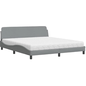 vidaXL Lit avec matelas gris clair 180x200 cm tissu pas cher