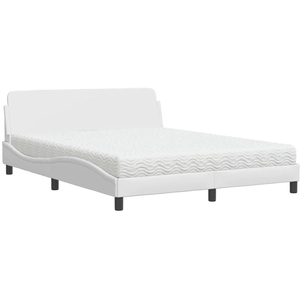vidaXL Lit avec matelas blanc 160x200 cm similicuir pas cher