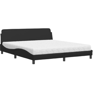 vidaXL Lit avec matelas noir 180x200 cm similicuir pas cher