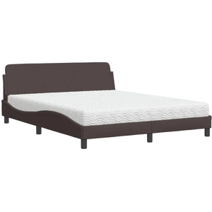 vidaXL Lit avec matelas marron foncé 160x200 cm tissu pas cher