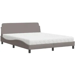 vidaXL Lit avec matelas taupe 160x200 cm tissu
