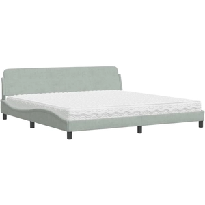 vidaXL Lit avec matelas gris clair 200x200 cm velours pas cher