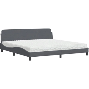 vidaXL Lit avec matelas gris foncé 200x200 cm velours pas cher