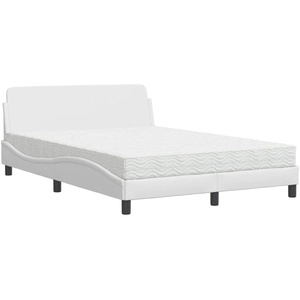 vidaXL Lit avec matelas blanc 140x200 cm similicuir pas cher