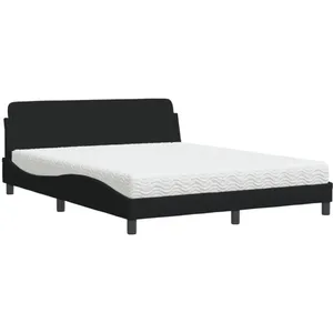 vidaXL Lit avec matelas noir 160x200 cm tissu pas cher