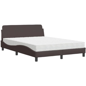 vidaXL Lit avec matelas marron foncé 140x200 cm tissu pas cher