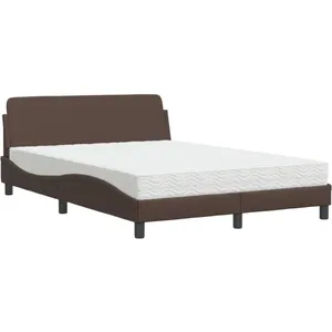 vidaXL Lit avec matelas marron 140x190 cm similicuir pas cher