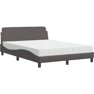 vidaXL Lit avec matelas gris 140x190 cm similicuir pas cher