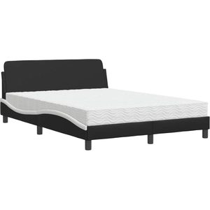vidaXL Lit avec matelas noir et blanc 140x190 cm similicuir pas cher