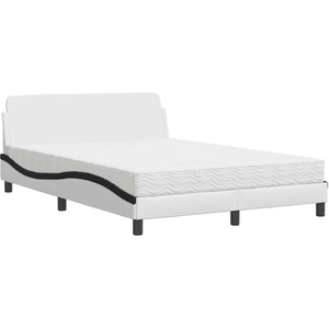vidaXL Lit avec matelas blanc et noir 140x190 cm similicuir pas cher