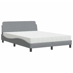 vidaXL Lit avec matelas gris clair 140x190 cm tissu pas cher