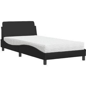 vidaXL Lit avec matelas noir 120x200 cm similicuir pas cher