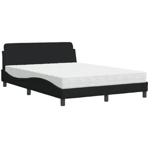 vidaXL Lit avec matelas noir 140x190 cm tissu pas cher