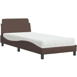 vidaXL Lit avec matelas marron 90x200 cm similicuir pas cher