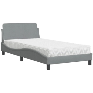 vidaXL Lit avec matelas gris clair 100x200 cm tissu pas cher