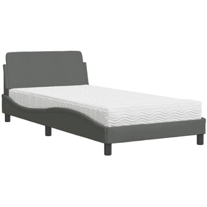vidaXL Lit avec matelas gris foncé 100x200 cm tissu pas cher