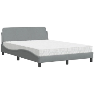 vidaXL Lit avec matelas gris clair 120x200 cm tissu pas cher