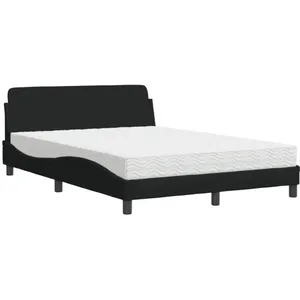 vidaXL Lit avec matelas noir 120x200 cm tissu pas cher