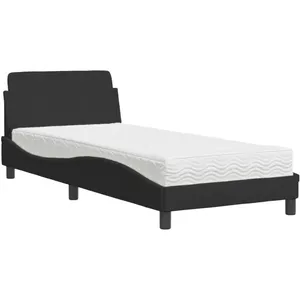 vidaXL Lit avec matelas noir 90x200 cm velours pas cher