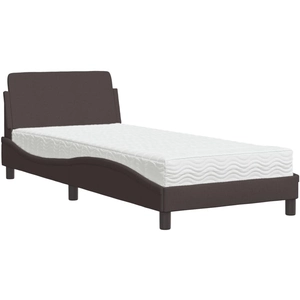 vidaXL Lit avec matelas marron foncé 90x200 cm tissu pas cher