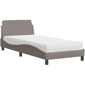 vidaXL Lit avec matelas taupe 90x200 cm tissu pas cher