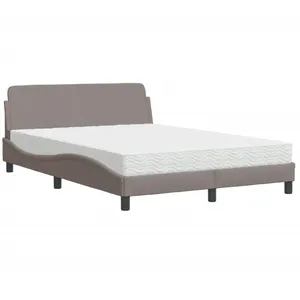 vidaXL Lit avec matelas taupe 120x200 cm tissu pas cher