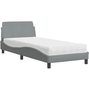 vidaXL Lit avec matelas gris clair 90x200 cm tissu