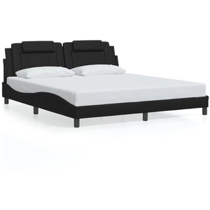 vidaXL Cadre de lit avec tête de lit Noir 180x200 cm Similicuir pas cher