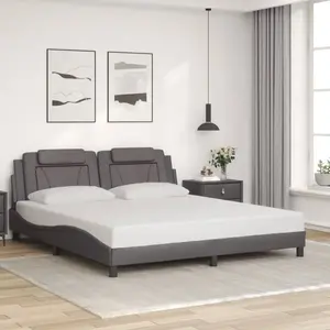 vidaXL Cadre de lit avec tête de lit Gris 180x200 cm Similicuir pas cher