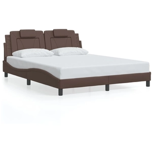 vidaXL Cadre de lit avec tête de lit Marron 160x200 cm Similicuir pas cher
