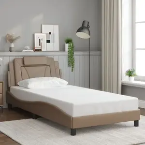 vidaXL Cadre de lit avec tête de lit Cappuccino 100x200 cm Similicuir pas cher
