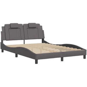 vidaXL Cadre de lit avec tête de lit Gris 140x190 cm Similicuir pas cher
