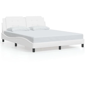 vidaXL Cadre de lit avec tête de lit Blanc 180x200 cm Similicuir pas cher