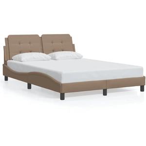 vidaXL Cadre de lit avec tête de lit Cappuccino 140x190 cm Similicuir pas cher