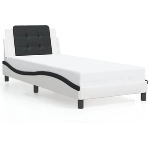 vidaXL Cadre de lit avec tête de lit blanc et noir 90x190cm similicuir pas cher